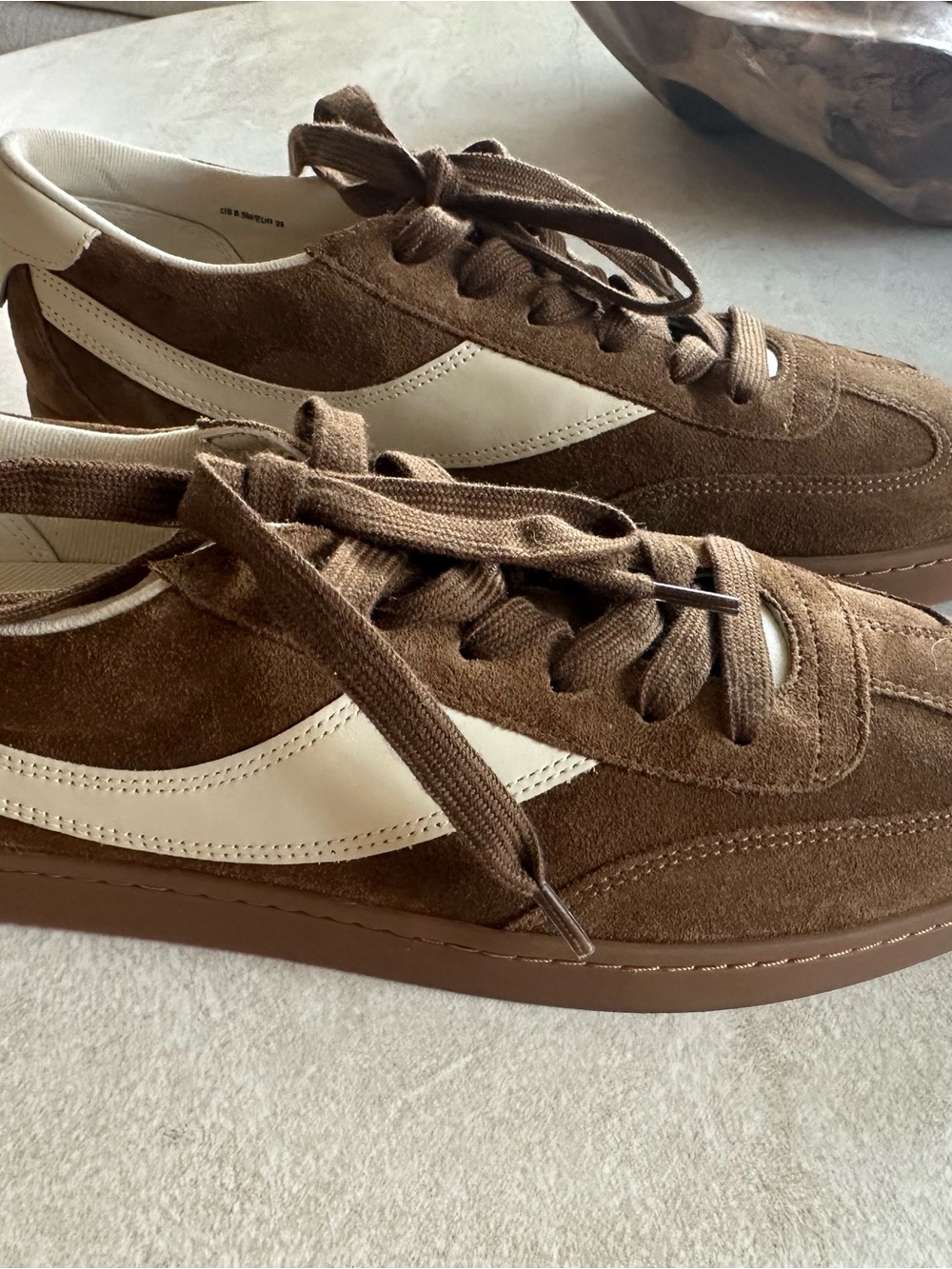 Vince Brown Suede Sneakers with White Side Stripe